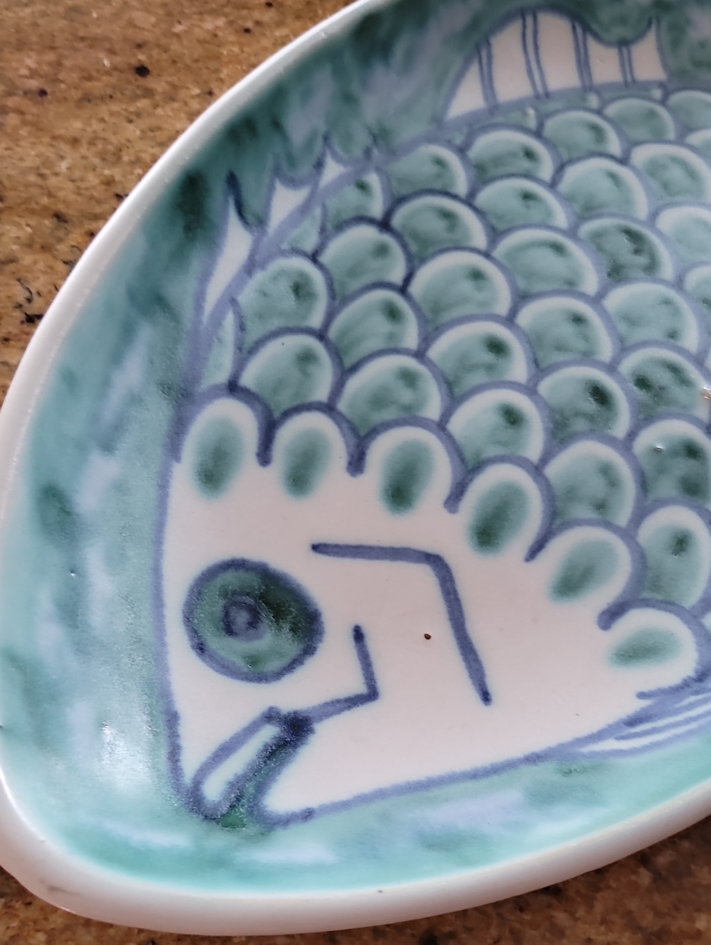 ANDERSEN DESIGN Art Pottery Oval Fish Platter VTG Blue/Green MCM Boothbay Maine - Picture 6 of 14